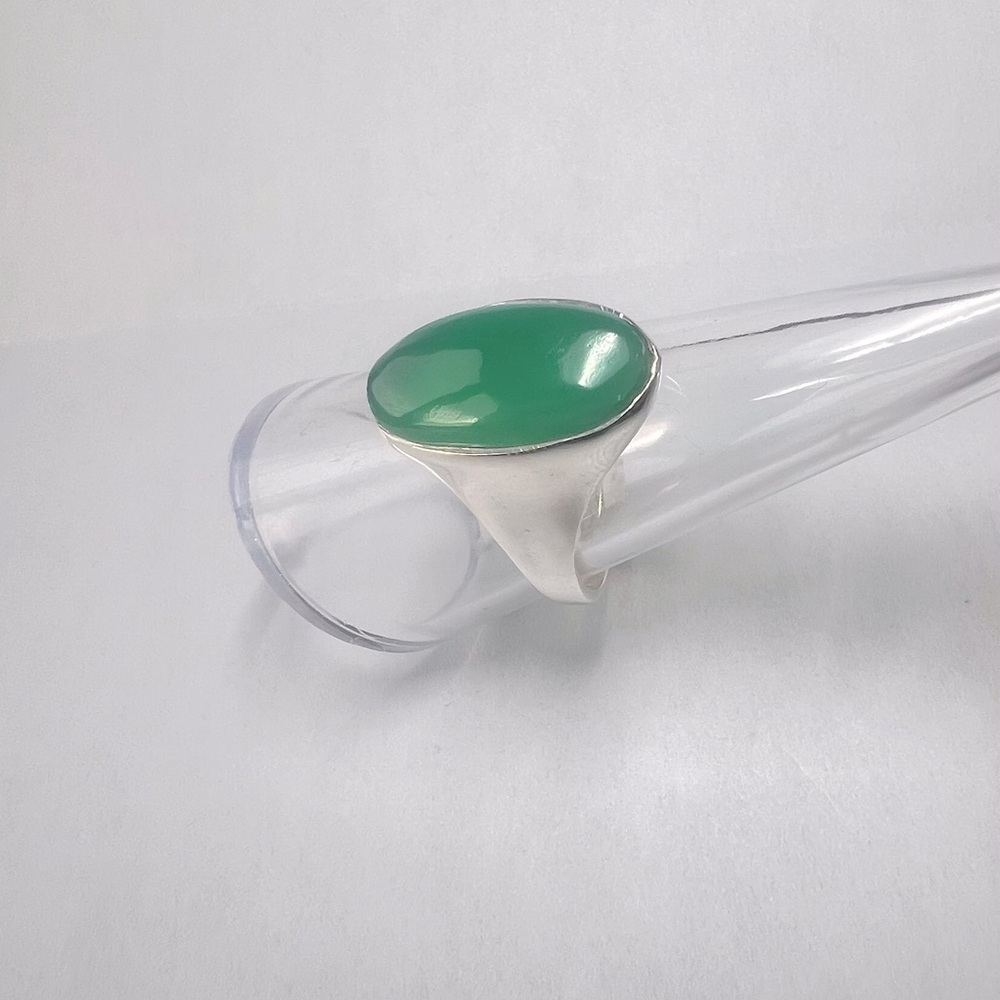 New AAA sterling silver Green Agate Ring 925 size 8